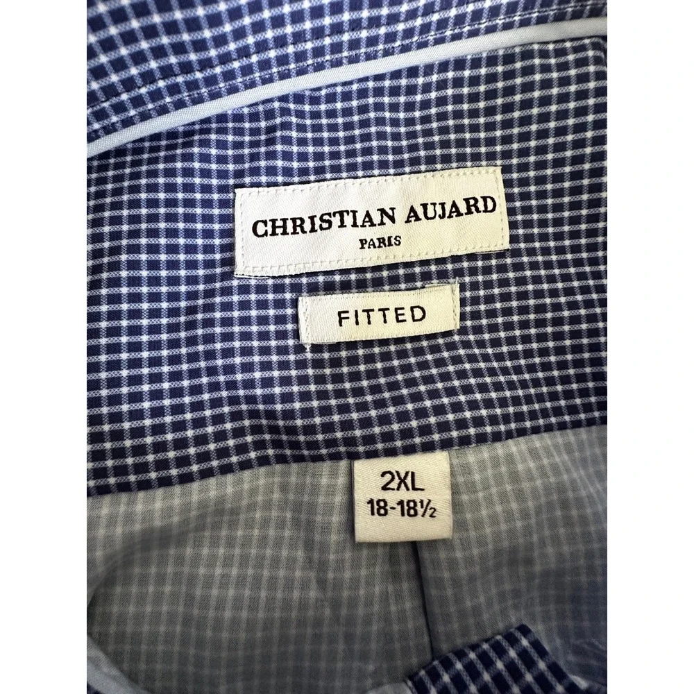 Christian Aujard Fitted Shirt 4-Way Stretch Wrinkle‎ Resistant Blue Size XL - Picture 12 of 15